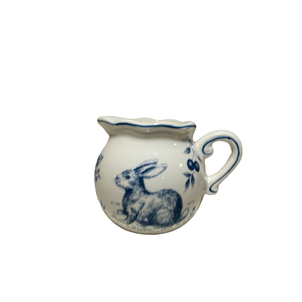 Maxcera Blue Bunny Rabbit Toile‎ Creamer New Easter